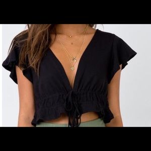 UO Black front tie top